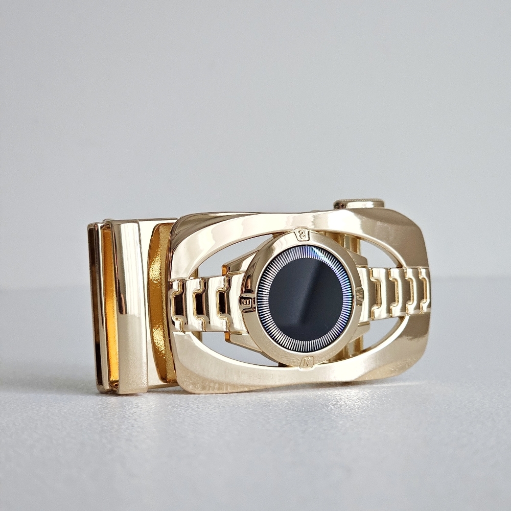 NEW Gold Tone Automatic Ratchet Belt Buckle with Watch Dial Inspired Design